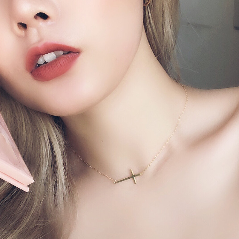 ins横条十字架项镀ipg18k金欧美链 carlidana卡丽丹娜项链