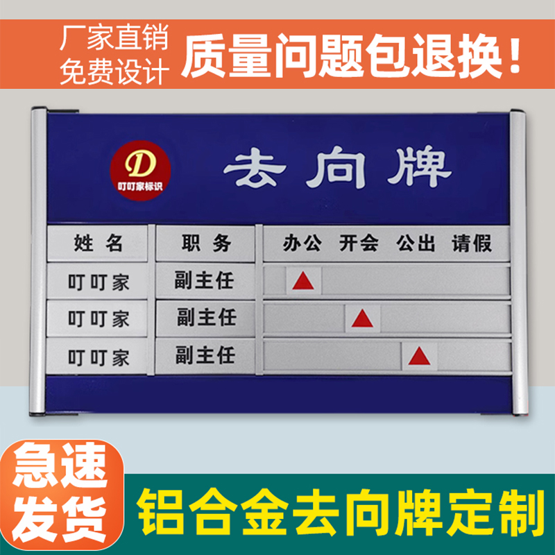 铝合金去向牌 工作人员在岗指示门牌 定做烤漆印字去向牌 科室牌 - 图1