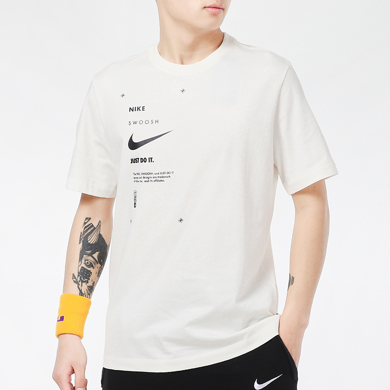 Nike耐克T恤男SWOOSH夏季新款圆领休闲运动服宽松短袖DJ5374-110 - 图0