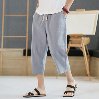 ກາງເກງຝ້າຍແລະ linen cropped pants ຜູ້ຊາຍ summer ຝ້າຍບໍລິສຸດຂະຫນາດໃຫຍ່ບາງຂະຫນາດໃຫຍ່ວ່າງກາງເກງ linen ຄົນອັບເດດ: ກາງເກງໄຂມັນເກົ້າເຊັນ