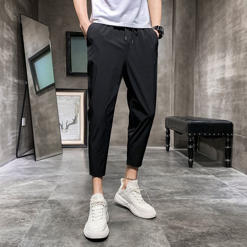 冰丝九分裤子男士韩版潮流夏季长裤 wze休闲裤