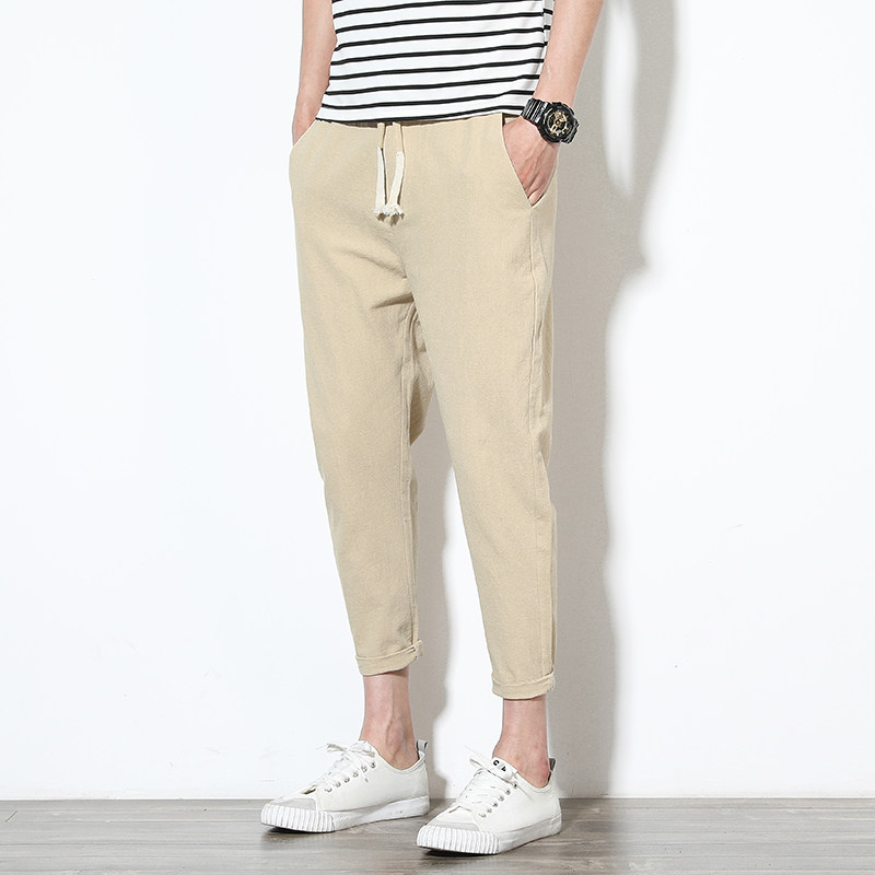 夏季休闲裤男九分裤薄款修身小脚裤子男韩版潮流百搭弹力9分男裤,淘宝优惠券,粉丝福利购,淘宝优惠卷