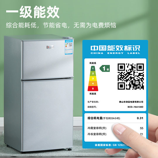 志高一级节能小冰箱家用小型宿舍租房用迷你省电办公室双门电冰箱