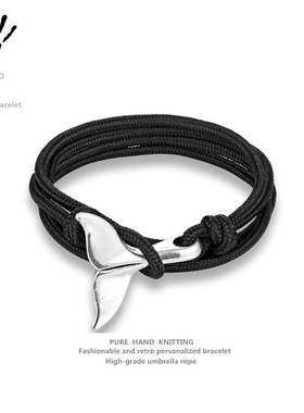 鲸鱼尾手绳多层缠绕ins小众设计手工编织手链男女学生情侣礼物潮