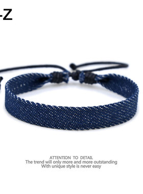 简约时尚牛仔布编织手链原创手工