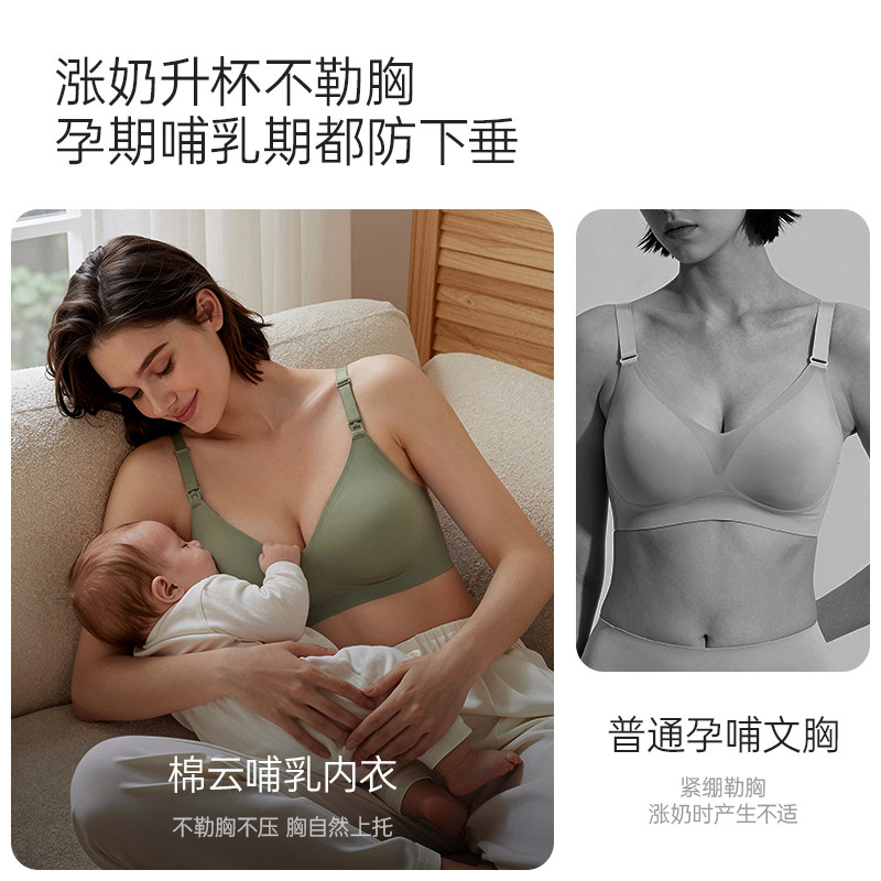 ROVO孕妇哺乳内衣喂奶专用胸罩聚拢怀孕期无痕文胸防下垂产后春秋