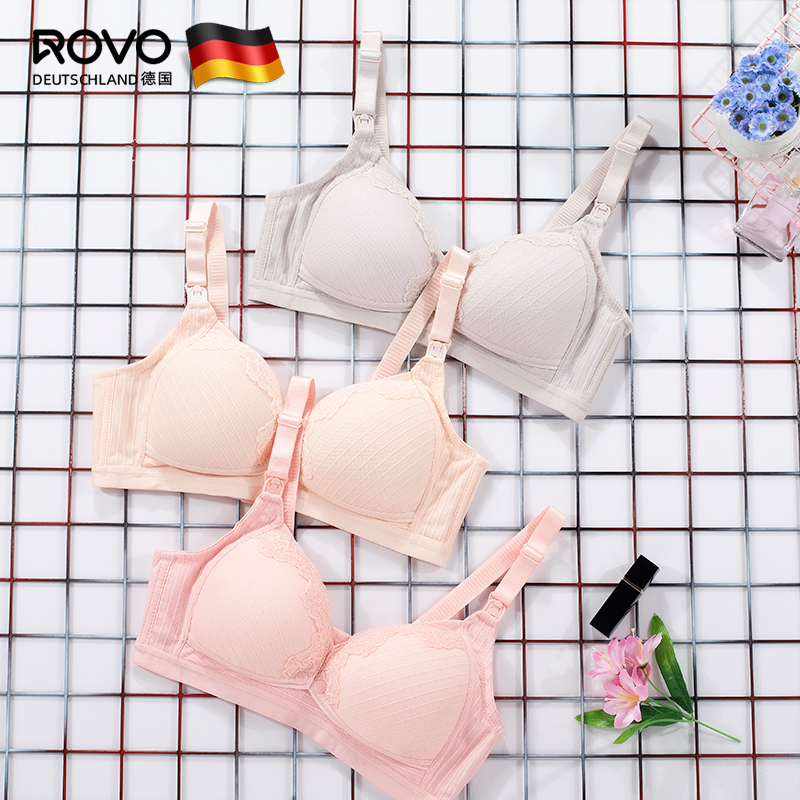 rovo孕妇怀孕期女喂奶舒适聚拢文胸 rovo哺乳文胸