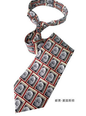 HOW CL真丝印花外贸款宽版个性手打领带礼盒装男女款爱因斯坦乐器