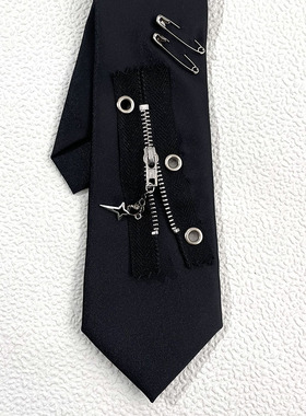 男女拉链免打领带个性朋克