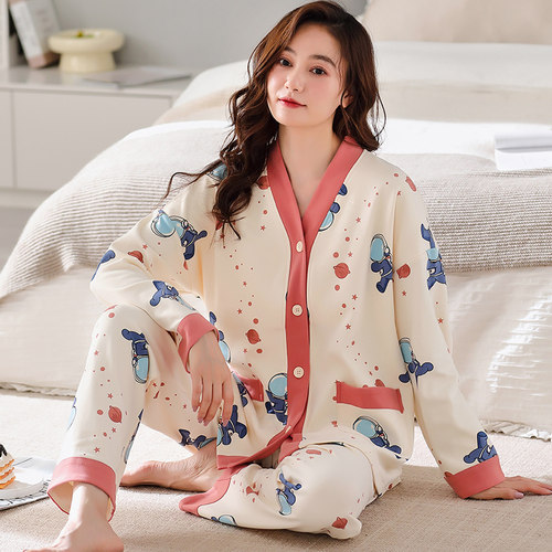 特大码睡衣女秋季纯棉宽松胖mm加大码200斤可外穿长袖套装家居服 - 图2