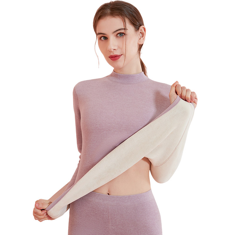 一体绒保暖内衣加绒半高领打底衫 德俪歌保暖上装