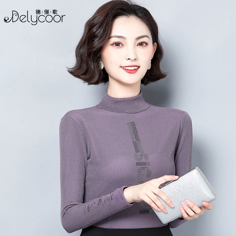 2020新款高领蕾丝秋冬加绒打底衫 德俪歌T恤