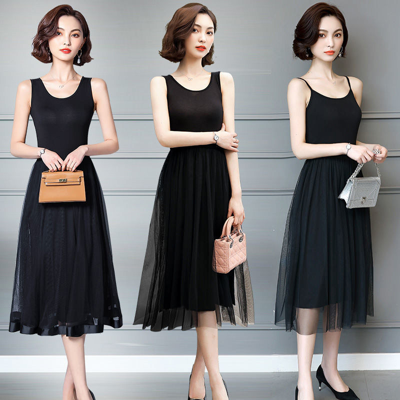 吊带春季新款内搭网纱裙外穿连衣裙 德俪歌连衣裙