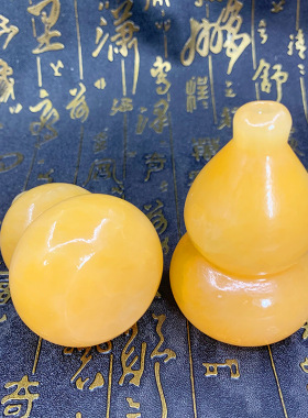 米黄玉葫芦 客厅卧室家居摆饰葫芦摆件 黄色玉石福禄工艺品批发