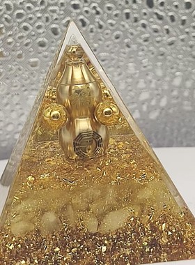 现货黄水晶八方纳福葫芦吸金金字塔能量塔树脂摆件家居摆件厂家