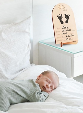 木制超声波相框时尚双面标志宣布怀孕或宝宝的出生摆件实木