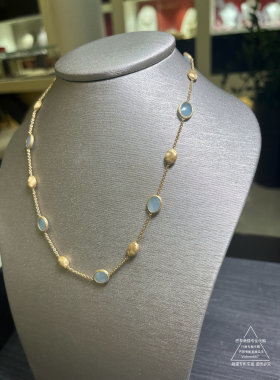 Marco Bicego Siviglia海蓝宝拉丝金豆项链 巴黎萌猫正品代购