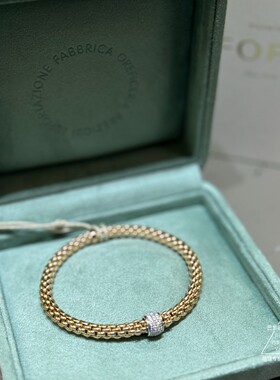 FOPE EKA系列满钻粗版弹力手链18K金男女同款 巴黎萌猫正品代购