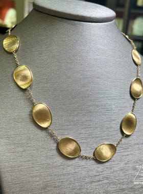 Marco Bicego Lunaria18K金拉丝金叶子项链 巴黎萌猫正品代购