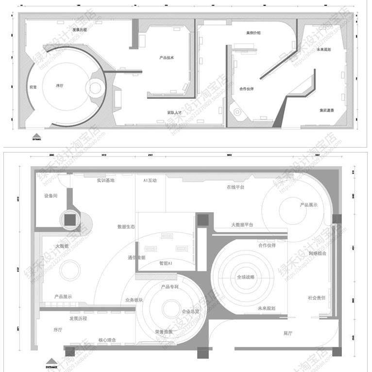 文化展厅展馆室内平面布局企业科技展览馆方案设计CAD平面布置图 - 图2