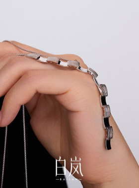 白岚银瓦项链925银毛衣链女配饰轻奢原创设计新款饰品首饰XL5335