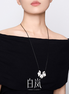白岚鸢尾项链999银女吊坠