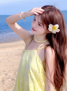 法式海边度假风鸡蛋花发夹女春夏旅游黄色花朵侧边夹甜美森系发饰