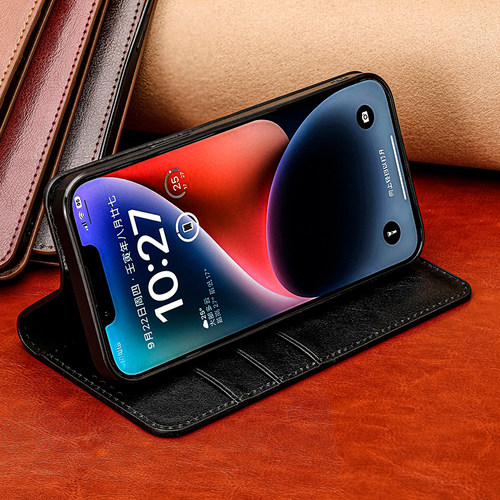 适用于oppo a6pro手机壳翻盖真皮a6gt A5pro a3i plus a2x a1活力版保护套a9全包防摔男女疯马纹5G - 图2