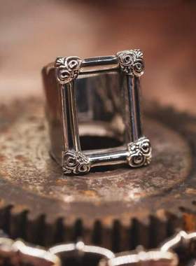 戒指纹身相框植物镶嵌松石原创