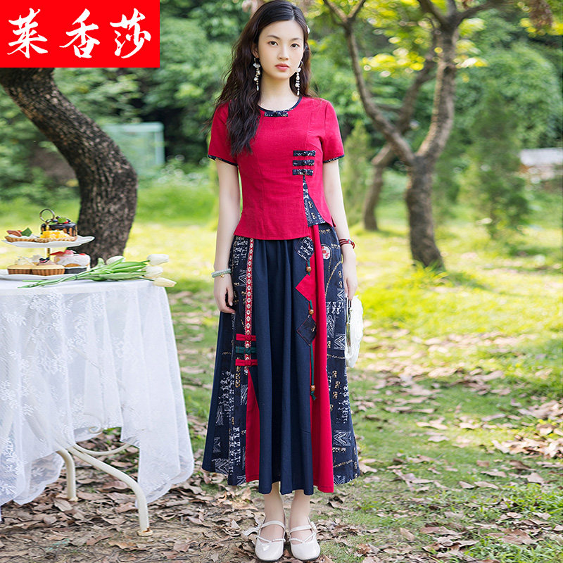 民族风复古唐装棉麻夏中国风大码 莱香莎上衣