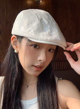 简约百搭前进帽蕾丝提花鸭舌帽女