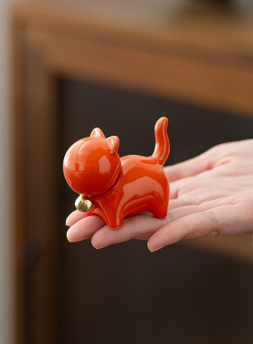 陶瓷小猫可爱茶宠桌面饰品茶具配件茶玩摆件家居小动物创意工艺品