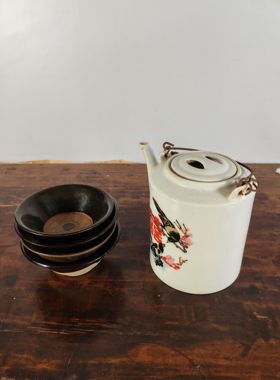 怀旧红色文化收藏影视道具茶壶茶碗店小二提梁壶老式农家茶壶