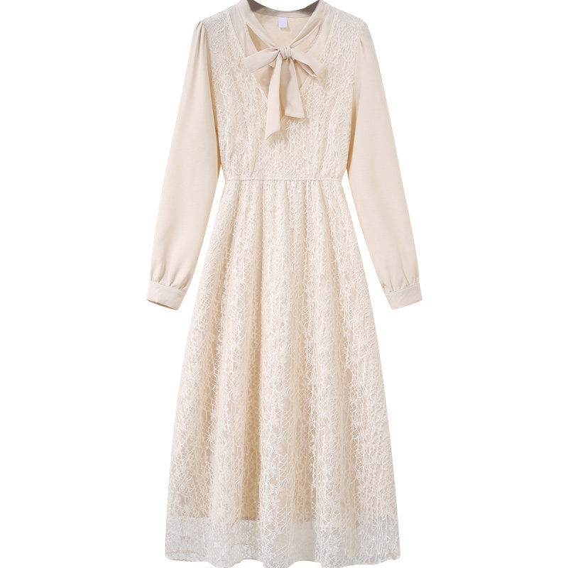 蕾丝连衣裙女装2022年春秋新款长袖 盟蔻连衣裙