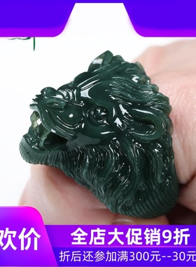 和田玉青玉狮子扳指男款指环王者雄狮大拇指戒指内径22mmyzf