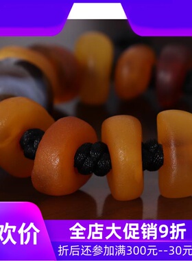 【原创臻品】藏传老蜜蜡手链 西藏天珠手串男女 收藏珠宝配饰qbt