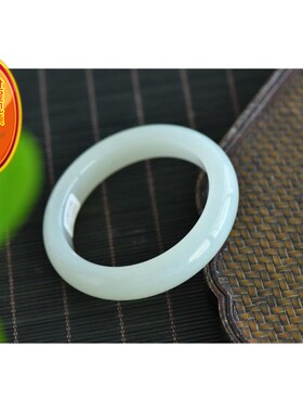 天然新疆和田玉羊脂玉60mm圈口手镯 玉质细腻重76.9克越戴越润bh