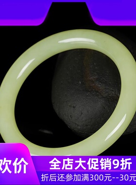 和田玉黄口料细圆条手镯少女款玉石玉器素面圆环玉镯女dcl