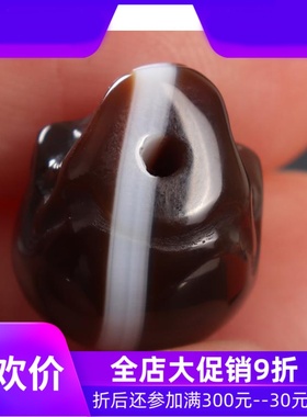 藏传西藏药师天珠雕骷髅配珠 文玩diy隔珠 手串顶珠背云项链吊坠q