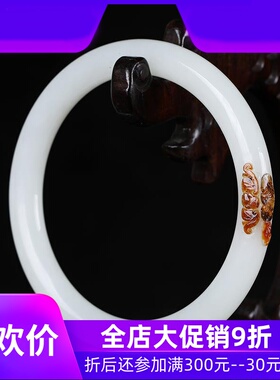 和田玉羊脂白玉籽料巧雕细圆条手镯少女细款玉镯子圆镯女款dcl