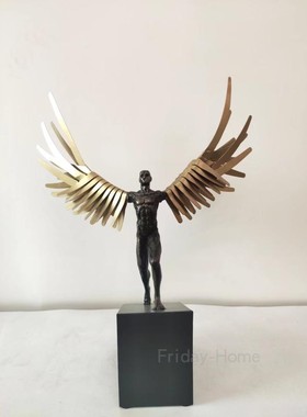 美式轻奢铁艺人物摆件售楼处酒店工程办公区创意摆件