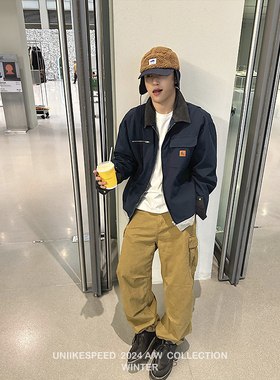 雷锋帽羊羔毛拼接系带uniike秋冬