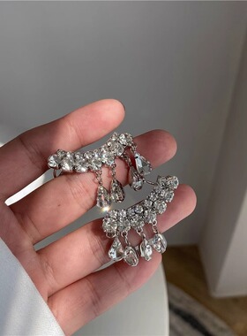 轻奢闪闪水滴水晶流苏耳环