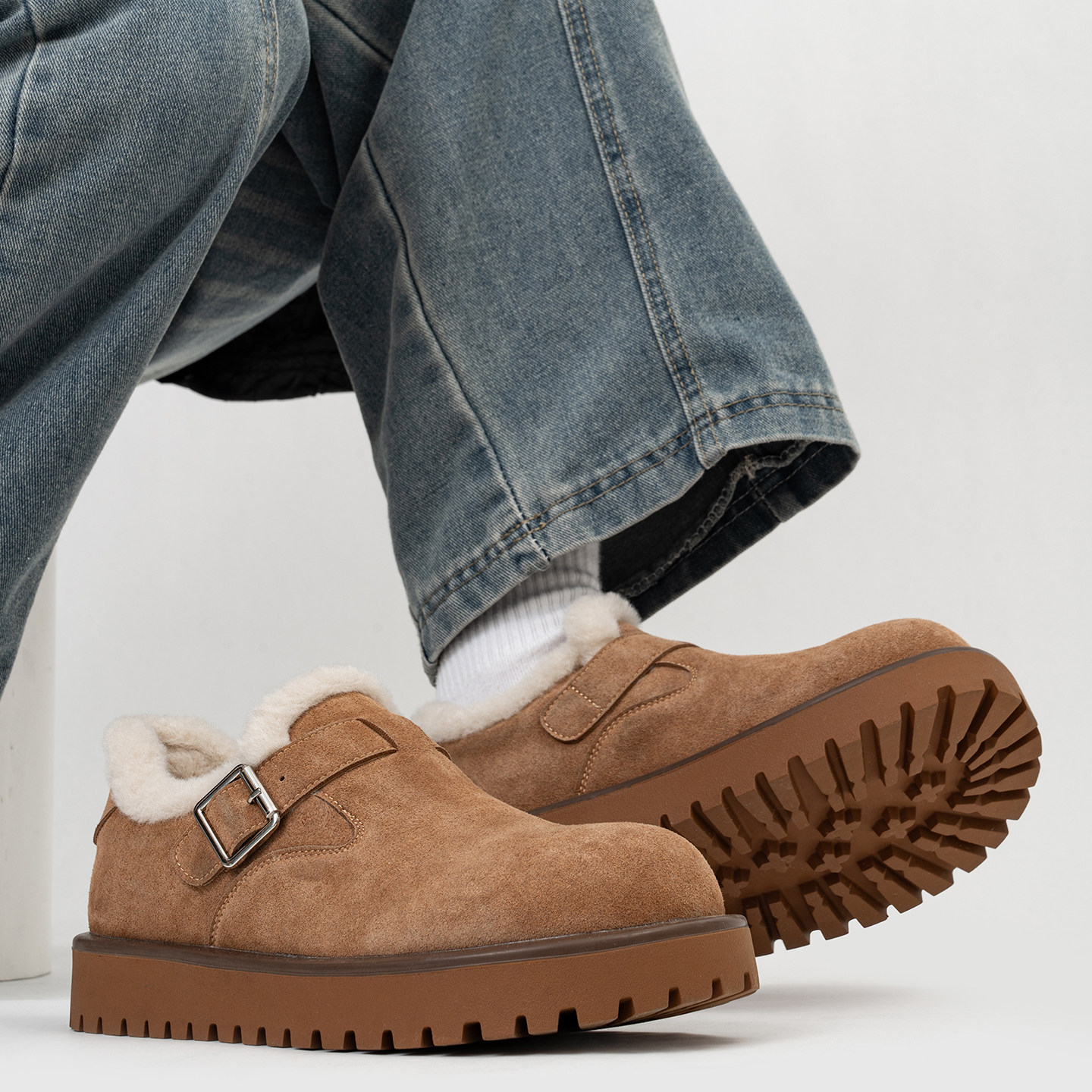 全包复古搭扣勃肯鞋男女冬季加绒保暖厚底毛毛棉鞋大头乐福雪地靴,淘宝优惠券,粉丝福利购,淘宝优惠卷