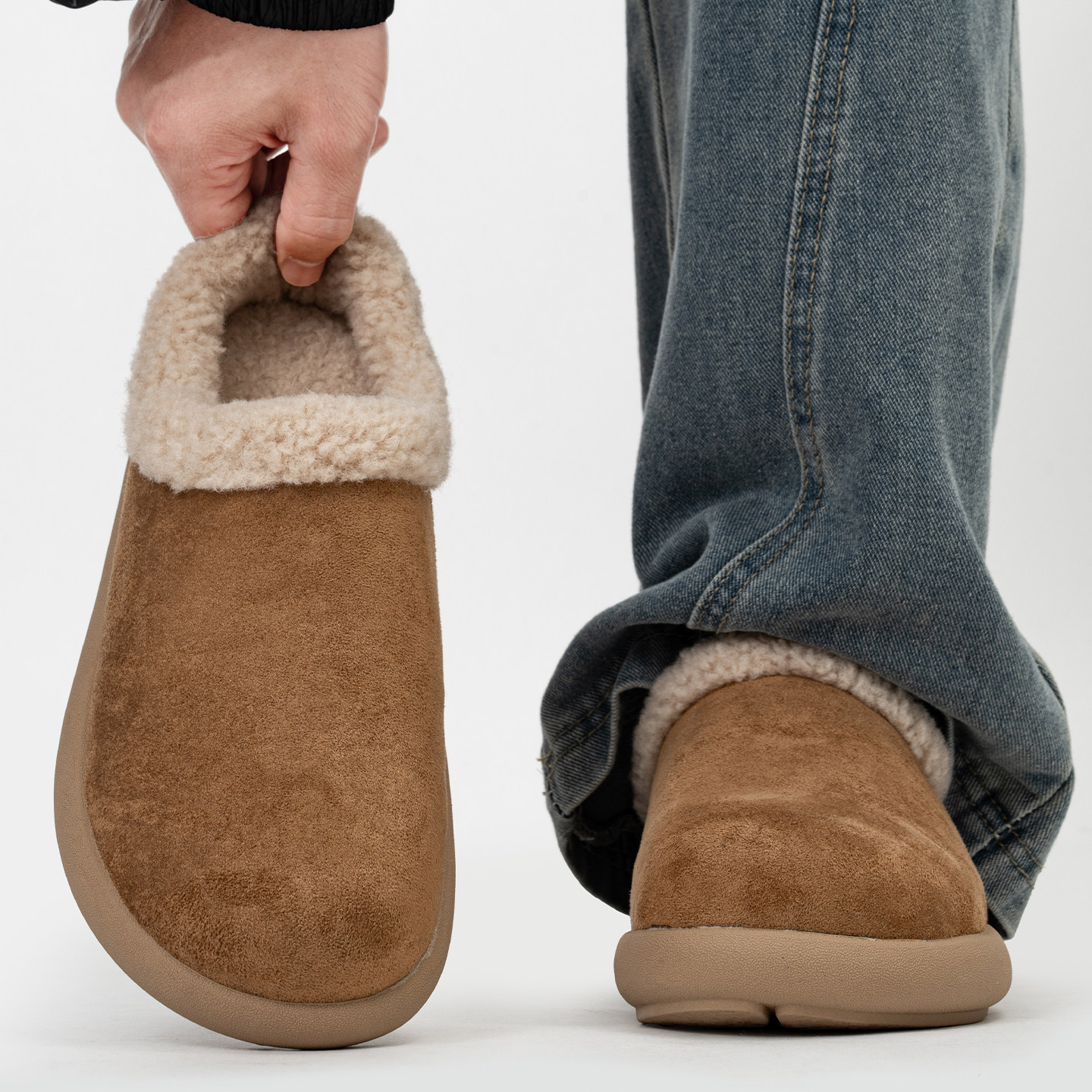 冬季加绒全包小土豆勃肯鞋男款复古一脚蹬毛毛棉鞋加厚保暖雪地靴,淘宝优惠券,粉丝福利购,淘宝优惠卷