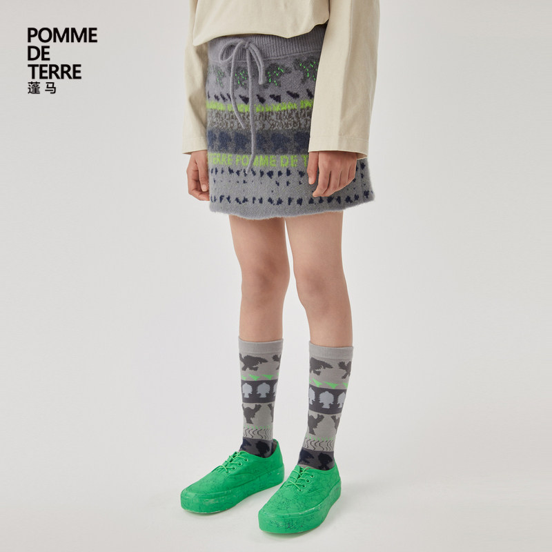 [毛怪]蓬马大童半身裙子混纺拉毛纱秋冬装女儿童pomme de terre,淘宝优惠券,粉丝福利购,淘宝优惠卷