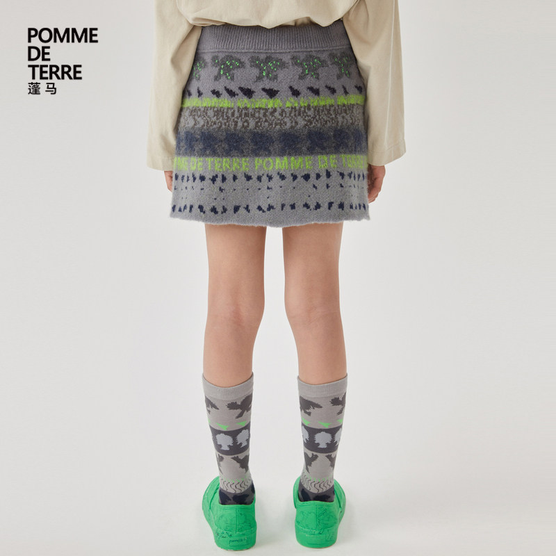 [毛怪]蓬马大童半身裙子混纺拉毛纱秋冬装女儿童pomme de terre,淘宝优惠券,粉丝福利购,淘宝优惠卷