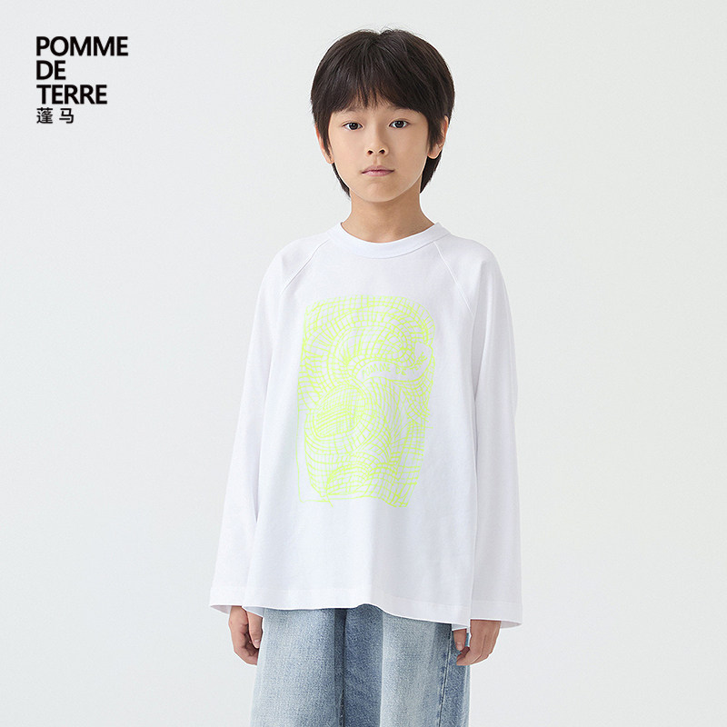 [新款]蓬马大童T恤长袖棉蛇年印花25春装男女儿童pomme de terre,淘宝优惠券,粉丝福利购,淘宝优惠卷