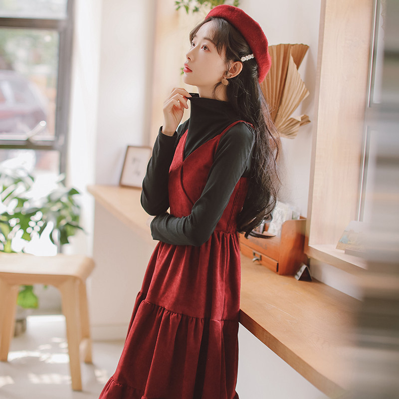 秋冬2020年新款套装裙显瘦仙女裙子 姿态玫瑰连衣裙