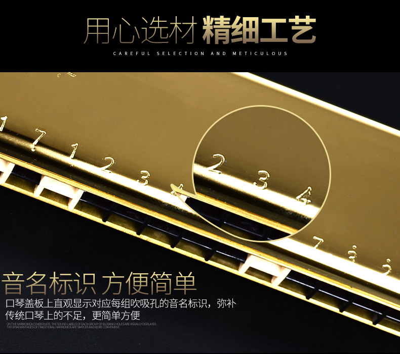 吉悦乐器专营店正品国光口琴28孔宽音域复音初学者成人自学演奏儿童学生c调送礼3